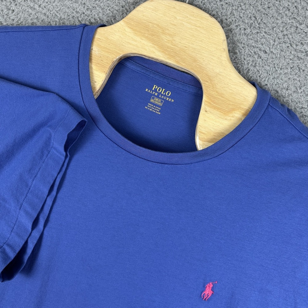 Polo Ralph Lauren Shirt Mens 2XB BIG Blue Crewneck Pony Tee Classic Cotton Logo